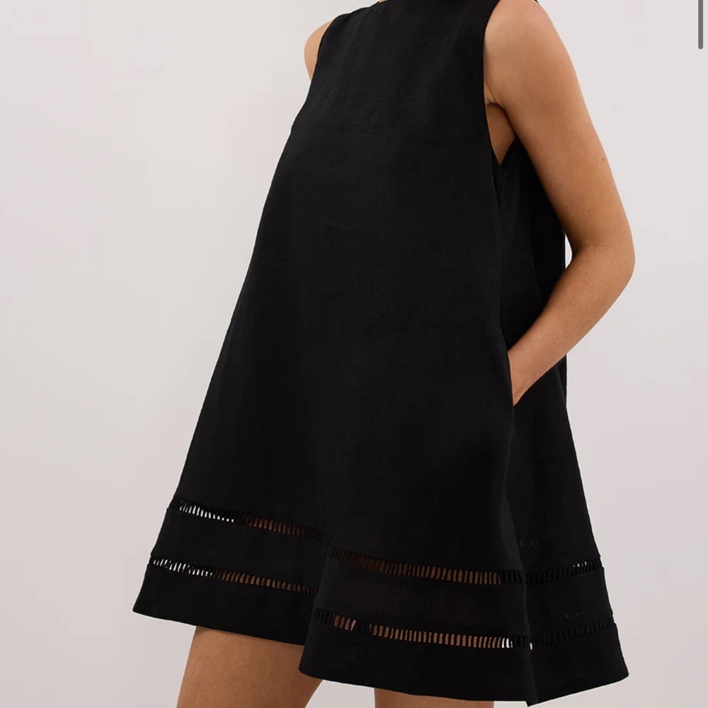 DISSH Black Mini Dress with Cutout Hem